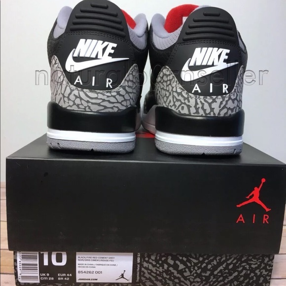 Nike Air Jordan Retro 3 III OG Black Cement Sz 10 - Picture 5 of 8